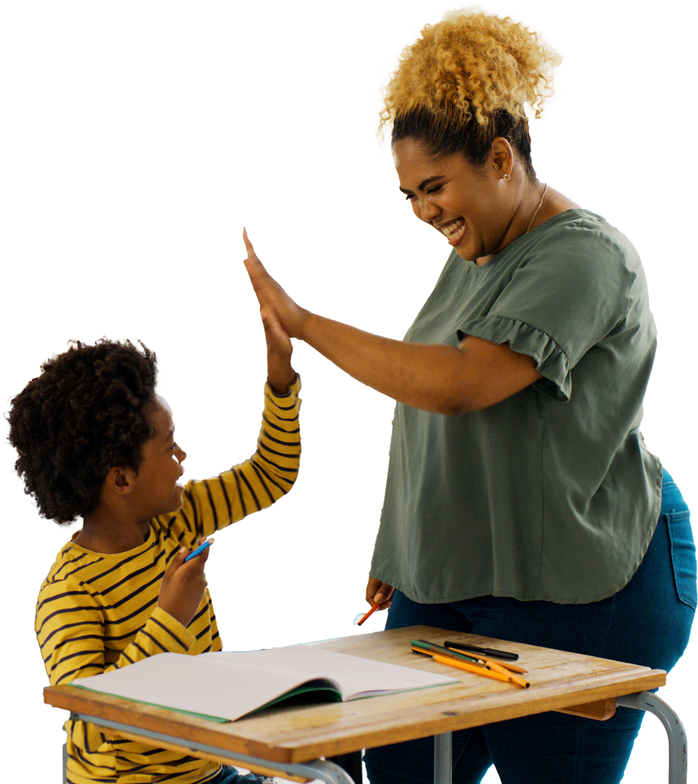 teacher and student giving high-five