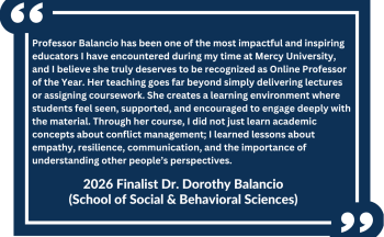 Picture of Excerpt of Testimonial from Dr. Dorothy Balancio's student