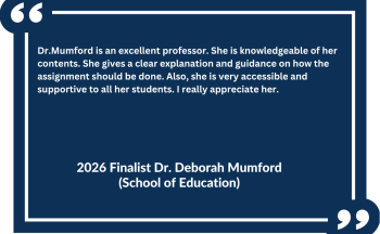 Testimonial of student of Dr. Deborah Mumford about her teaching