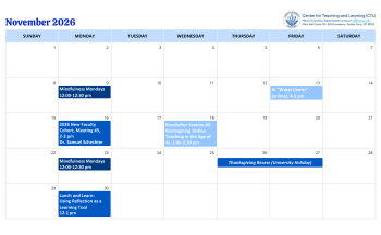 November 2026 CTL events calendar