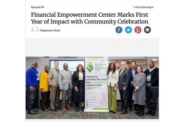 Hudson Valley News article headline about the Mount Vernon Financial Empowerment Center celebrating its anniversary
