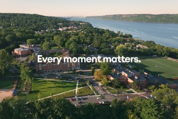 Every Moment Matters and aerial shot of Mercy University's Westchester Campus from commercial