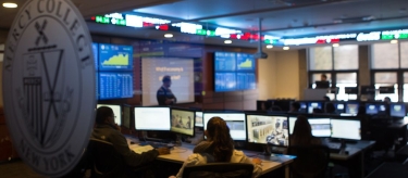 The Mercy College Trading Room at the Dobbs Ferry campus.