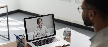 man taking an online course