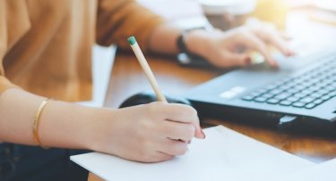 High school student registering for college classes.