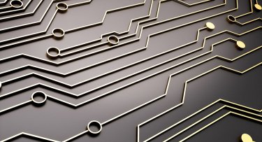 Gray circuitboard with gold connectors