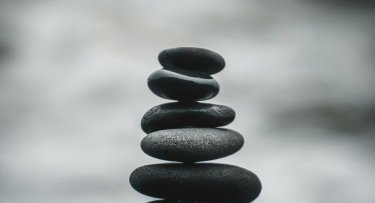 Photo of dark gray stacked rocks