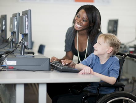 Teaching a student with disabilities.