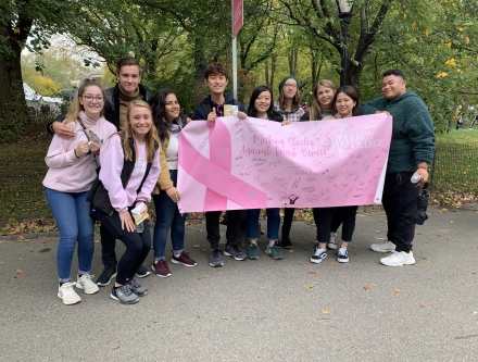 Students attending the Making Strides Against Breast Cancer Walk