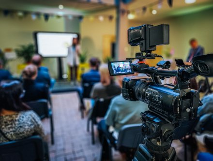 camera recording a presentation
