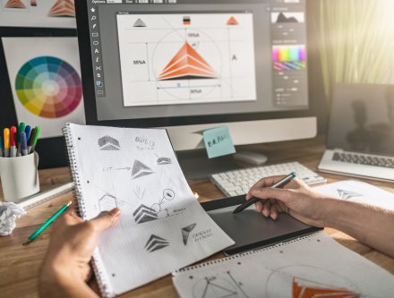artist designing a logo