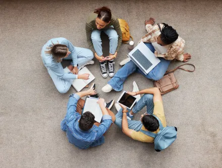 students sitting in a circle
