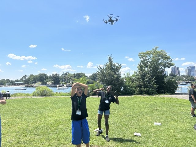 Students flying drones