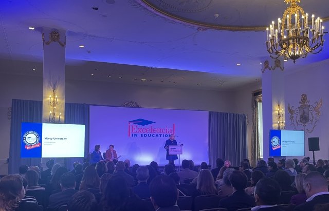 Mercy University President Susan Parish speaks and accepts Seal of Excelencia recertification